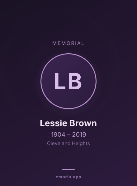 Memorial portrait of Lessie Brown