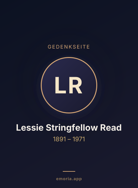 Gedenkportrait von Lessie Stringfellow Read
