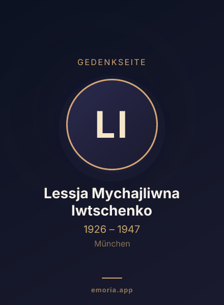 Gedenkportrait von Lessja Mychajliwna Iwtschenko