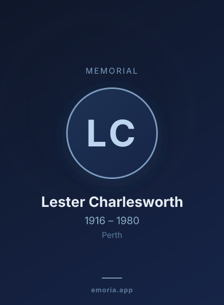 Memorial portrait of Lester Charlesworth