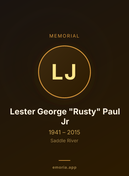 Memorial portrait of Lester George "Rusty" Paul Jr