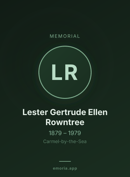 Memorial portrait of Lester Gertrude Ellen Rowntree