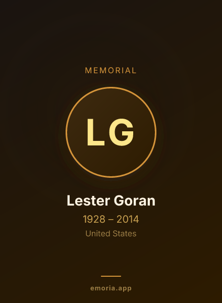 Memorial portrait of Lester Goran
