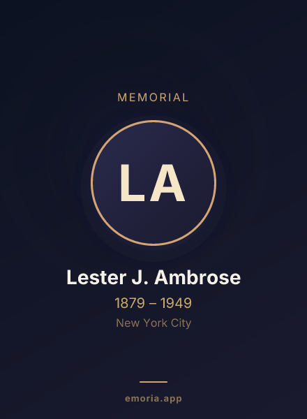 Memorial portrait of Lester J. Ambrose