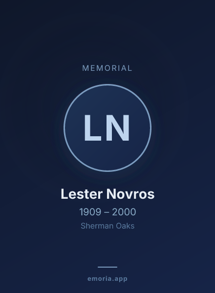 Memorial portrait of Lester Novros