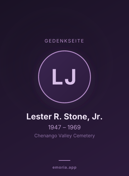 Gedenkportrait von Lester R. Stone, Jr.