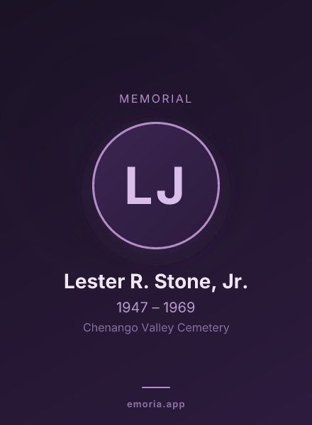 Memorial portrait of Lester R. Stone, Jr.