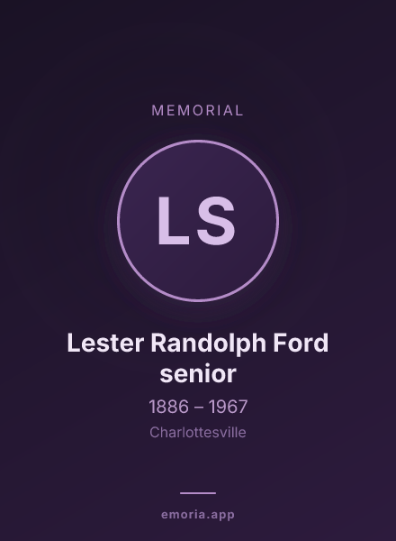 Memorial portrait of Lester Randolph Ford senior