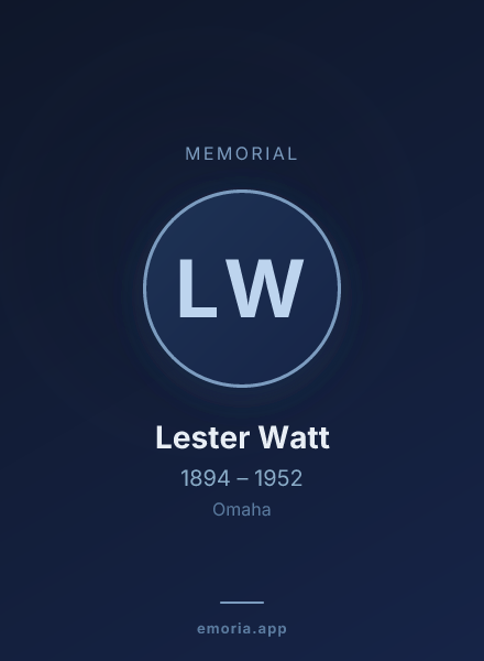 Memorial portrait of Lester Watt
