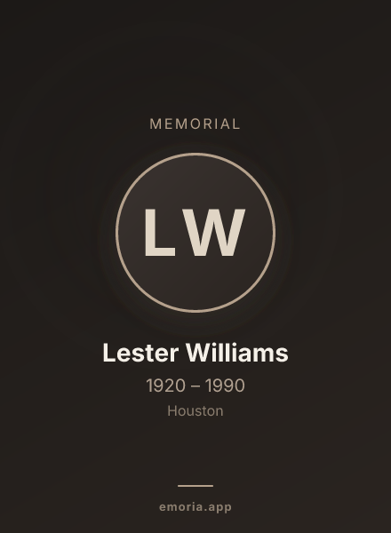 Memorial portrait of Lester Williams