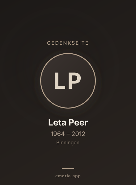 Gedenkportrait von Leta Peer