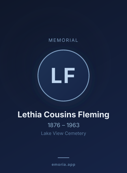 Memorial portrait of Lethia Cousins Fleming
