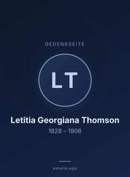 Gedenkportrait von Letitia Georgiana Thomson