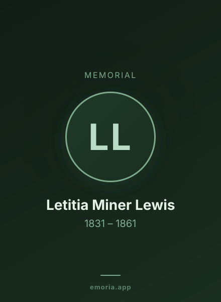Memorial portrait of Letitia Miner Lewis