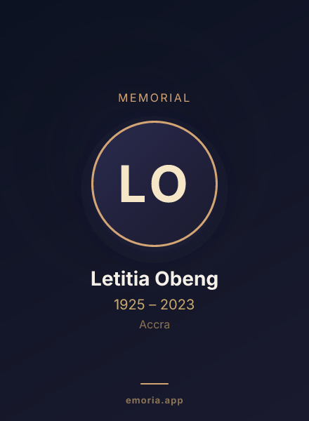 Memorial portrait of Letitia Obeng