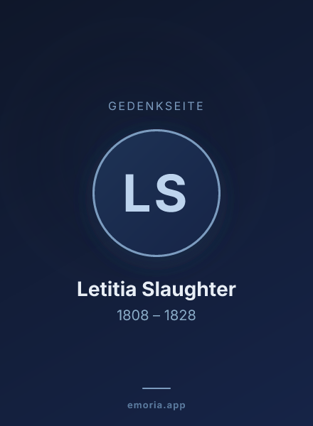 Gedenkportrait von Letitia Slaughter