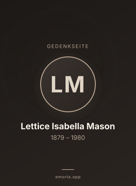 Gedenkportrait von Lettice Isabella Mason