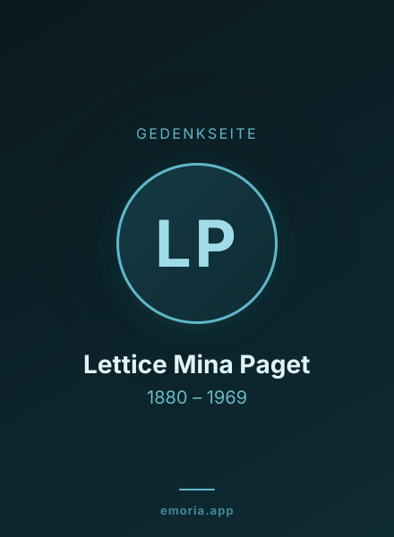 Gedenkportrait von Lettice Mina Paget