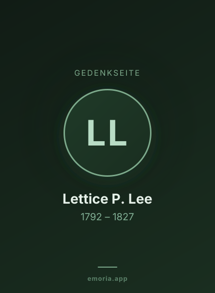 Gedenkportrait von Lettice P. Lee