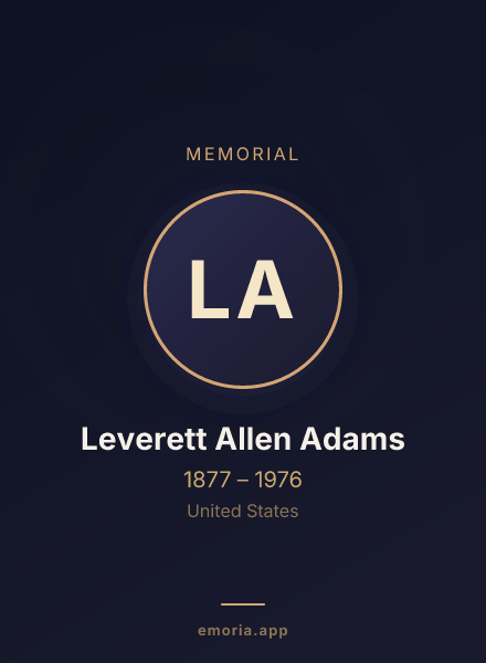 Memorial portrait of Leverett Allen Adams