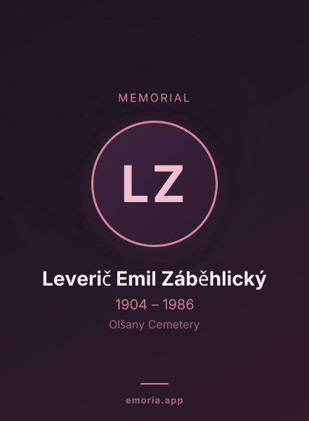 Memorial portrait of Leverič Emil Záběhlický