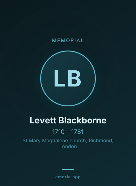 Memorial portrait of Levett Blackborne