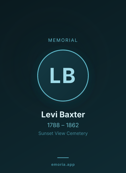Memorial portrait of Levi Baxter