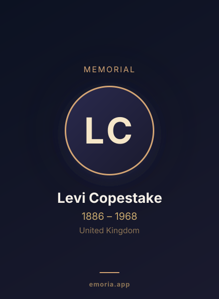 Memorial portrait of Levi Copestake