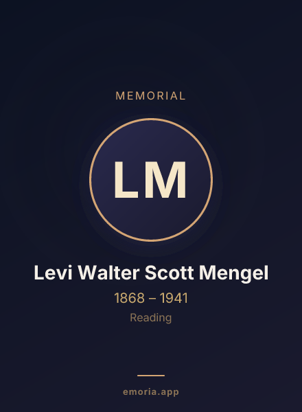Memorial portrait of Levi Walter Scott Mengel