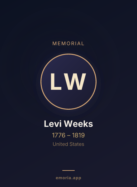 Memorial portrait of Levi Weeks