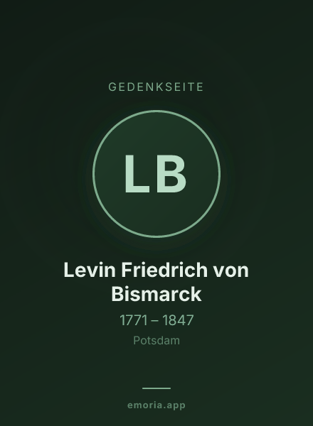 Gedenkportrait von Levin Friedrich von Bismarck