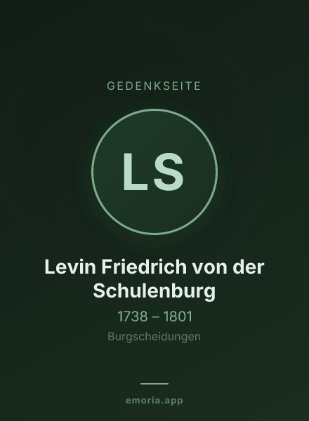 Gedenkportrait von Levin Friedrich von der Schulenburg