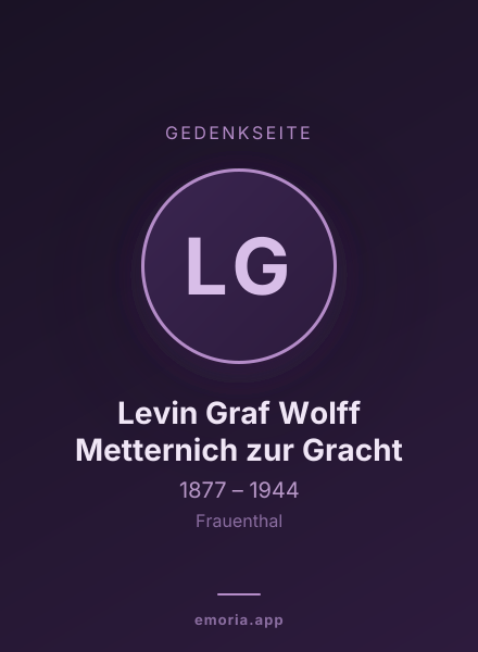 Gedenkportrait von Levin Graf Wolff Metternich zur Gracht