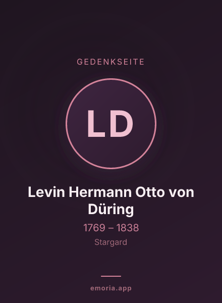 Gedenkportrait von Levin Hermann Otto von Düring