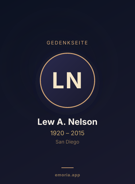 Gedenkportrait von Lew A. Nelson
