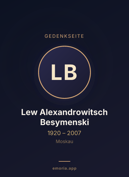 Gedenkportrait von Lew Alexandrowitsch Besymenski