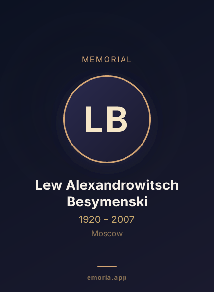 Memorial portrait of Lew Alexandrowitsch Besymenski