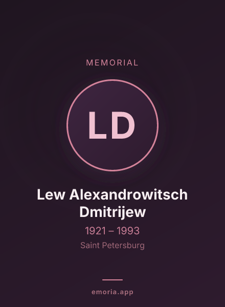 Memorial portrait of Lew Alexandrowitsch Dmitrijew