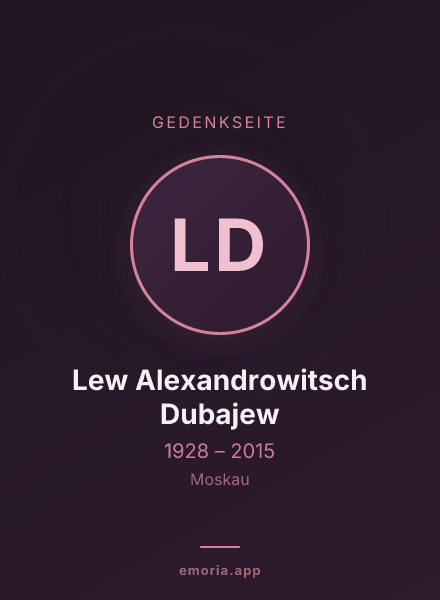 Gedenkportrait von Lew Alexandrowitsch Dubajew