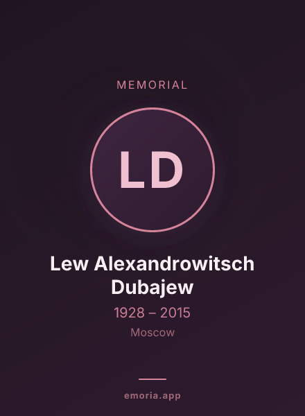Memorial portrait of Lew Alexandrowitsch Dubajew