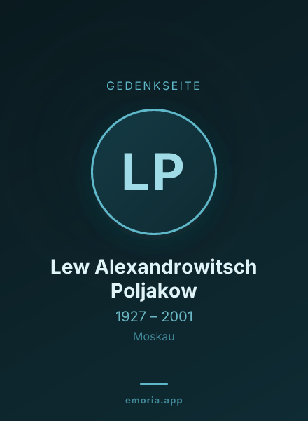 Gedenkportrait von Lew Alexandrowitsch Poljakow