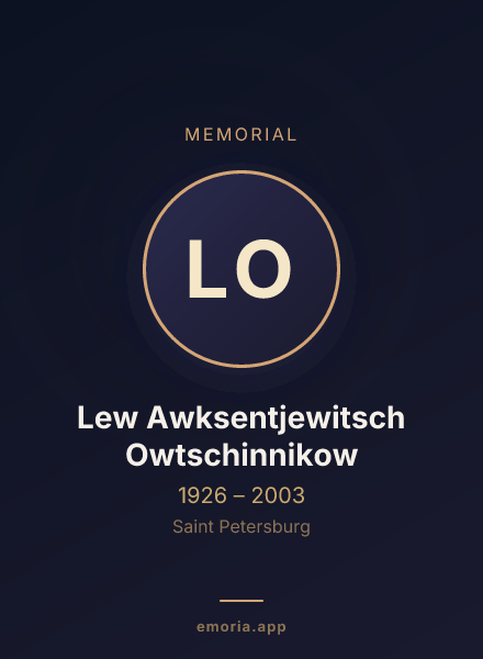 Memorial portrait of Lew Awksentjewitsch Owtschinnikow