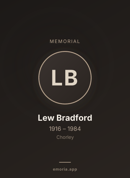 Memorial portrait of Lew Bradford