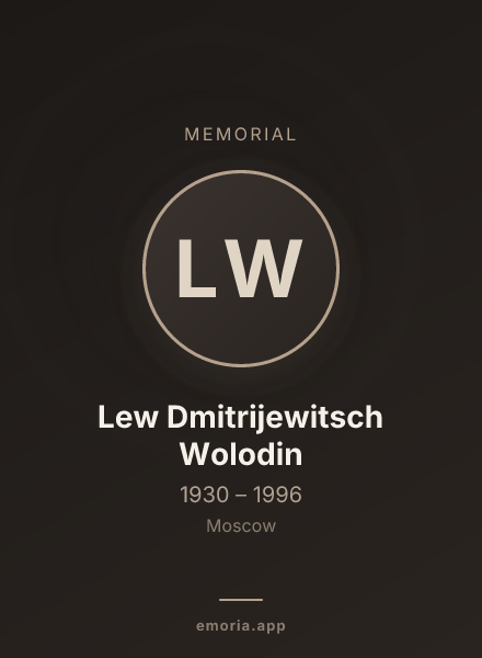 Memorial portrait of Lew Dmitrijewitsch Wolodin