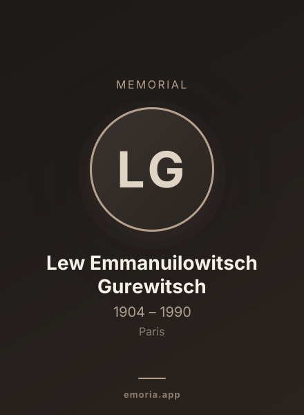 Memorial portrait of Lew Emmanuilowitsch Gurewitsch