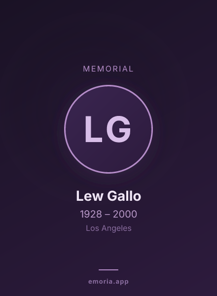 Memorial portrait of Lew Gallo