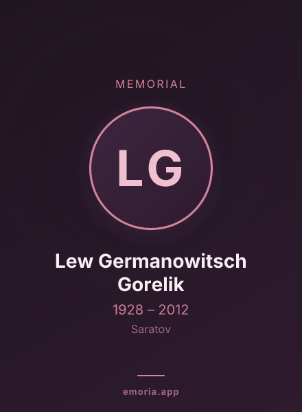 Memorial portrait of Lew Germanowitsch Gorelik
