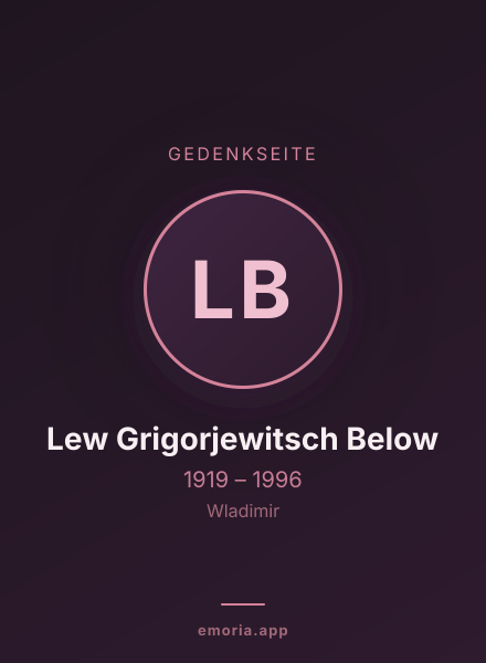Gedenkportrait von Lew Grigorjewitsch Below