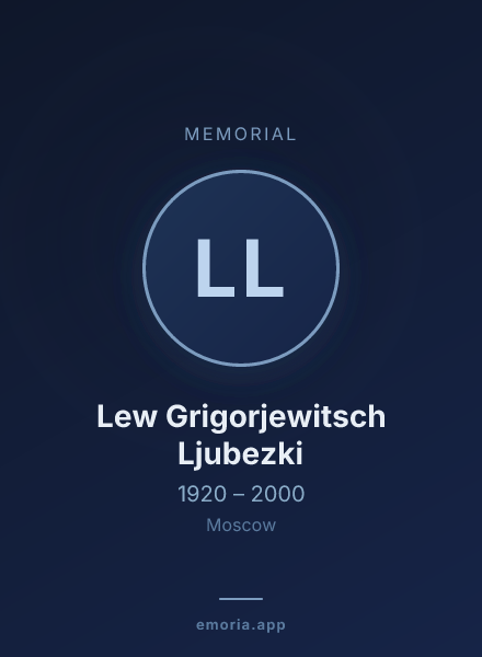 Memorial portrait of Lew Grigorjewitsch Ljubezki