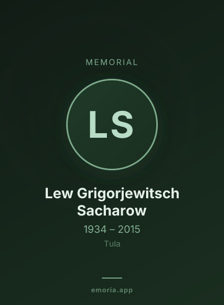 Memorial portrait of Lew Grigorjewitsch Sacharow